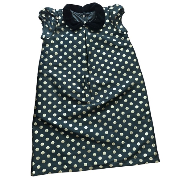 Gymboree Other - Gymboree Girls Black Gold Polka Dot Holiday‎ Dress Velvet Collar Size 12